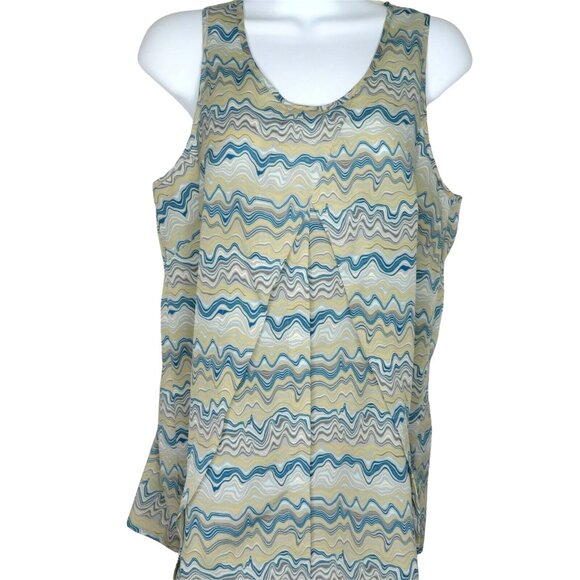 Wassio Top Blouse S Multicolor Pullover Sleeveless Vented Front - Picture 1 of 9